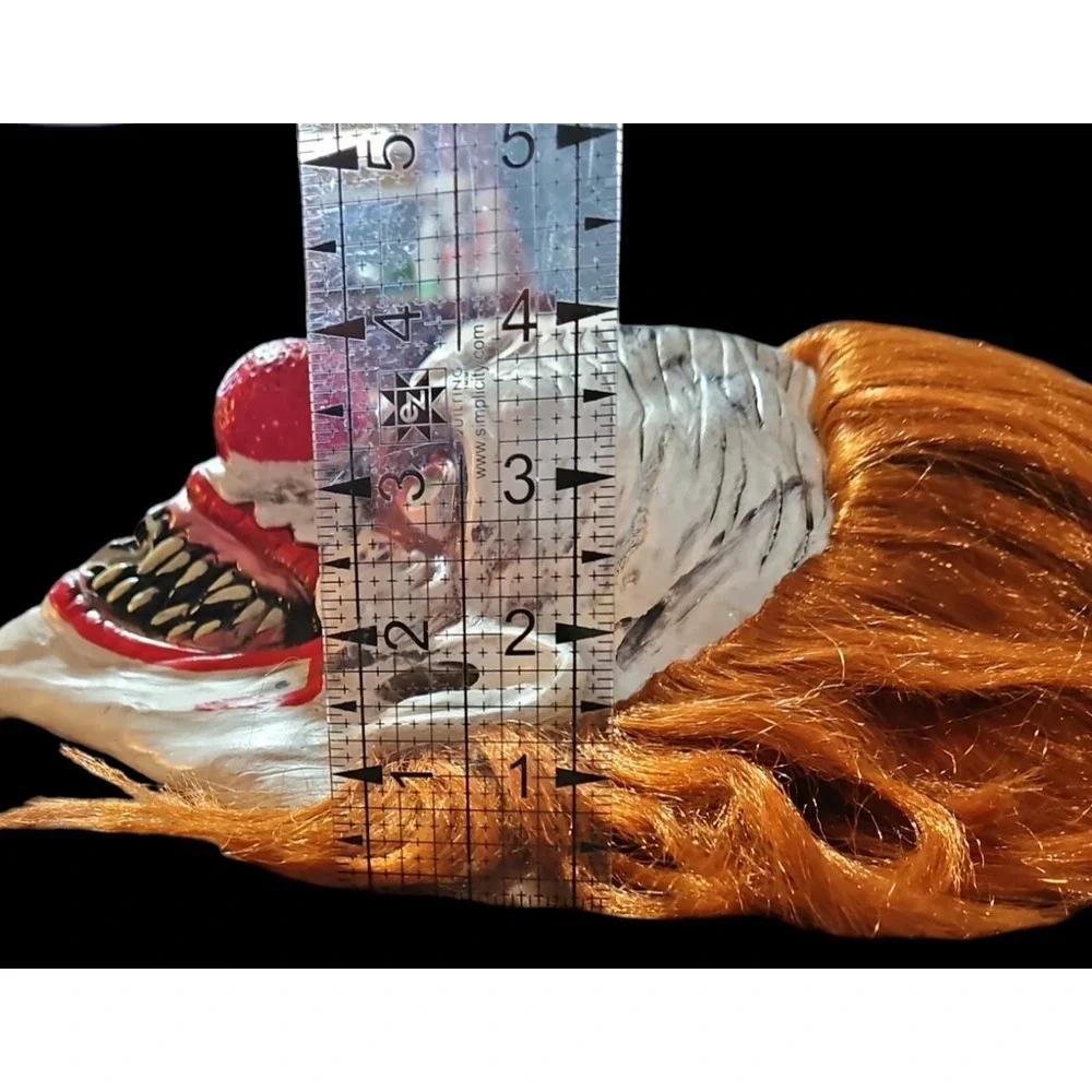 Scary‎ Clown Full Mask Halloween Costume Creepy Evil Red Eye Horror Cosplay Hair